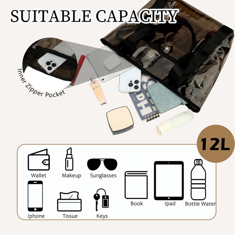 Fammart Clear Beach Bag for Women, Clear Tote Bag with Zipper for Stadium Events, Sports, Concerts, Work - Image 5